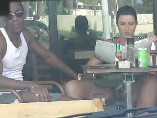 Big Chief Become man #4 Part 3 - Shush films me outside a cafe Upskirt Lustrous increased by having an Interracial event with a Black Man!!!