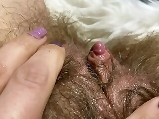 Colossal erected clitoris shacking up vagina abyss inside chunky ascent